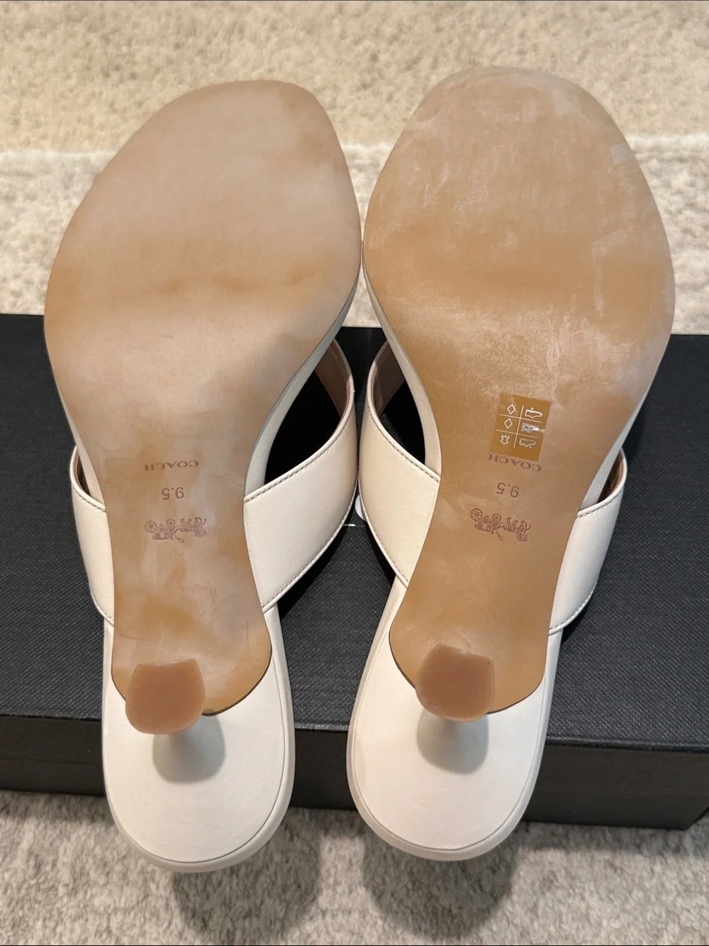 NIB COACH Audree LTR Sandal aside 9.5B Color is Chalk (CHK) Kitten Heel